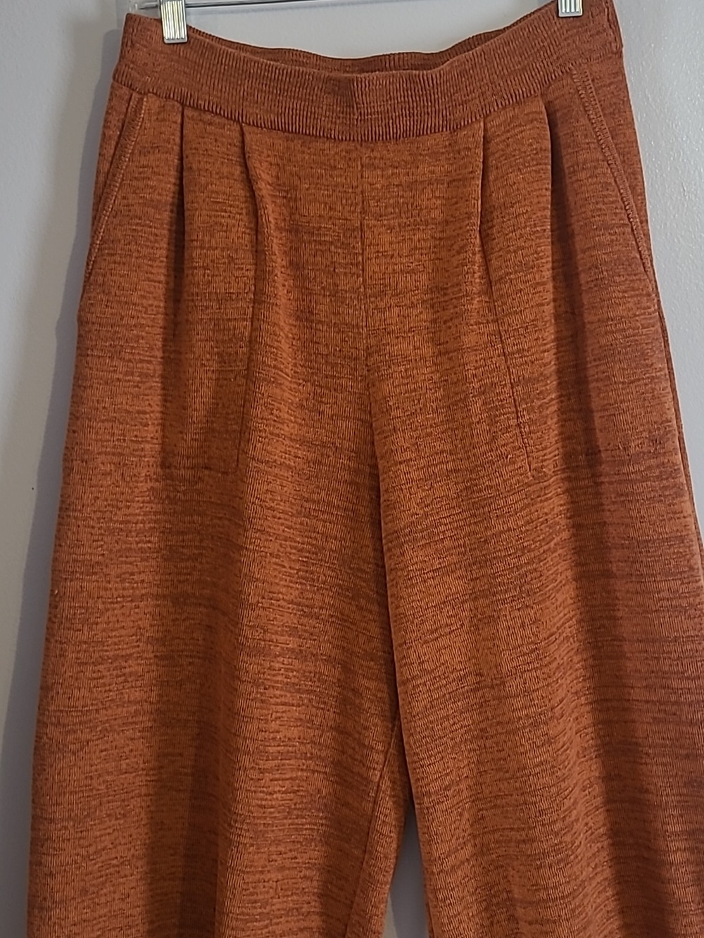 Free People FP Beach Freya Knit Barrel Leg Jogger Pants Heathered Rust Orange XL - Picture 4 of 15